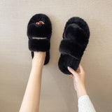 Autumn And Winter New Plush Slippers Women Home Warm Cotton Slippers Casual Fashion Wearing Hair Slippers