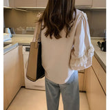 Blusas Casual Women Tops and Blouses Lace Blouse Vintage Women Autumn Lantern Long Sleeve Top Elegant Loose Shirt