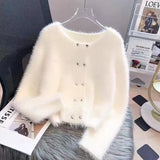 Zingj And Winter New Soft Waxy Imitation Mink Short Round Collar Cardigan Female Small Fragrant Wind Celebrity Double Breasted Jacket Coat Female-Outfit
