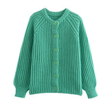 Women's Y2K2025 Autumn New Solid-Colored Cardigan Long-Sleeved Knitted Sweater Coat Women
