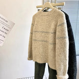 Horn Buckle Sweater Cardigan Women's Autumn And Winter Korean Loose Lazy Wind Embroidered Jakore Knitwear