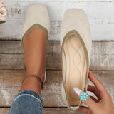 Zingj Weave Breathable Low Top Shallow Mouth Square Head Single Shoes Women's Low Heel Flat Spell Color Lazy Work Shoes