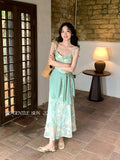 Xixi 13 Line 2025 Summer New Elegant Temperament Printing Pure Desire High-Waisted Sling Dress