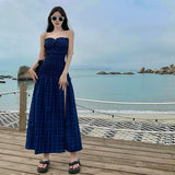 Zingj Plaid Niche Design Annual Meeting Strapless Dress High Sense Dress