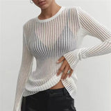 Zingj / Summer 2023 New Hot Selling Long-Sleeved Round Collar Thin Breathable Knit-Outfit