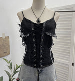 Shooting Cowboy Draw Rope Tie With Chest Vest Hair Side To Make Old Short Body Sleeveless Top Woman