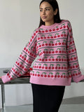 Zingj Neck Cherry Sweater Fall 2024 New Vintage Knit Cherry Round Neck