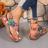 Word Sandals Women 2025 New National Style Embroidery Flowers After Stumbling Slopes And Sandals