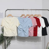Design-Sense Short-Sleeved Back Hollow T-Shirt For Women's Summer New Body-Repair Short Small Shirt