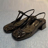 Sandals Female 2025 Summer New Fashion Temperament Fairy Lacquer Leather Mary Jane Women's Shoes Shallow High