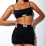 Knitted 2 Pieces Sets Women Cropped Top and Shorts Skinny Elastic Hight Waist Mini Shorts Fashion Summer