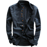 2025 New Men's Casual Linen Shirt Gentlemen's Wind Collar Wish Cotton