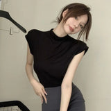 Lust Wind T-Shirt Girl In Chao Thai Style 2025 New Pink Shoulder Hottie Thin Tight Short-Sleeved