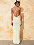 Beach Hoodie Sexy Knitted Empty Back Tie With Open-Fork Swimsuit Beach Dress