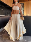Women's Casual Flare-Up Trousers Tuxedo Elegant Commute Single-Piece Trousers Women