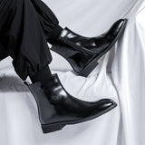 2025 New Male British High Gang Middle Set Foot Side Zipper Big Head Retro Platform Work Boot
