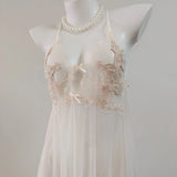 Sexy Pajamas Women Pure Desire Mesh Yarn Perspective Lace Slings T-Pants Set Short Slim V-Neck