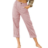 Leisure Summer Solid Color Cotton Linen Fashion Loose High Waist Casual