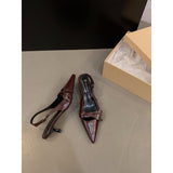 High-Heeled Shoes Red Bag Head Sandals Fairy Shoes 2025 New Spring And Summer Black French Pointed Single