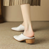 Half Slippers Women Autumn And Summer 2025 New Korean Version Of Wearing Thick And Cold Slippers Pointed Lazy Man Heel Muller