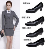 New White-Collar Low-Heeled Work Shoes Fashion Leather Coarse OL Single Shoes Vietnamese Side Trade Dress Women's