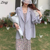 Women Double-breasted Solid Long Sleeve Chiffon All-match Spring Elegant Summer Korean Style Loose Ladies Outwear