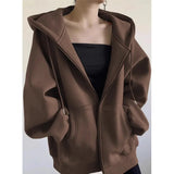 Solid Color Pullover Zip Up Oversized HoodieOutfit