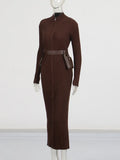 Elegant Dress In Autumn 2025 New Fashion Niche High-End Sense Spliced Belt Knitted