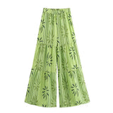 Trend-Print Collar Sleeveless Collar With Waistcoat Lady Casual Street Trousers