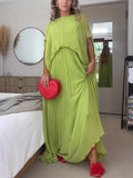 Women's Dress Solid Color Pressure Folding Over The Big Swing Fashion Loose Tie Women