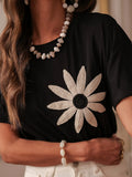 Version Is Good Thin Three-Dimensional Embroidery Folds Soft Thin Breathable Round Neck Short Sleeve