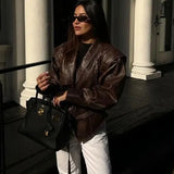 Women's Explosive Retro Casual Leather Jacket Jacket - High Quality