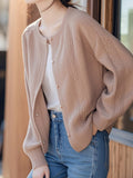 Good Design Knitted Coat Women's New Autumn 2025 Loose Low-Round Collar With Short Cardigan