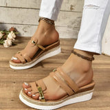 New Large-Size Women's Cool Slippers Summer Bundrel Heels Roman Shoes Women's Thick-Soled Loose