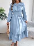 Shooting 2025 Autumn And Winter Pure Color Elegant Wood Ear Waist 100 Folding Long Dress Women's