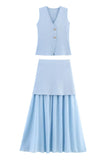 Women's ZA New Multi-Color Button Knitted Vest Vest Half-Skirt