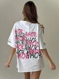 Sense Of Short-Sleeved T-Shirt Hottie AMOR Letter Print Bump Color Round Collar Large Version Of The Women's Tide