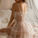 Autumn And Winter Sexy Pajamas Women Spring And Autumn Lace Small Breast Pure Desire Hanging Aja Skirt Thin New