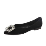 New Women's Water Drill Shoes Design Pointy Flat Bottom French Style Fashion Niche Single