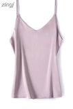 Silk Women Camis Tops Woman V-neck Satin Tank Tops Women Sleeveless Silk White Tops 3XL Sexy Satin Halter Top OL