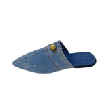 Denim Cloth Flat Bottom Baot Slippers Women Wearing Large-Size Pointed Mule Half-Dragging Single Shoes
