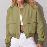 New Coat Temperament Collar Big Pocket Neutral Style Women's Jacket Small Fragrant Spring And Autumn Coat