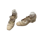 Zingj French Good Rivet Commuting Shallow Single Shoes Women's Thick Heel Retro One Word Belt Mary Jane