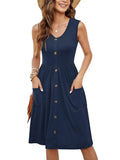 Dress Casual Fashion Foldless Sleeveless Buckle Long With