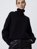 Multi-Color High-Necked Solid-Color Sweater Women Loose Collar Collar Collar Women's Clothing