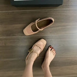 Temperament Square Head Mary Jane Single Shoes Women's Shoes 2025 New Summer Retro With Skirt Pink Spring And Autumn Evening