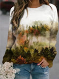 Landscape Flower Floral Print Long Sleeve