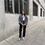 Women's Explosive Color Collar Big Pocket Collar With Belt Quilt Cotton