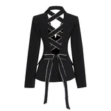 Zingj Small Suit Thin Style 2024 Summer New Korean Version Fashion V Collar Diamond Advanced Sense Suit Hollow Out