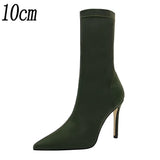 New Socks Boots Fashion Ankle Boots For Women Boots Balck Pointed Toe Elastic Heels Shoes Fetish Autumn Winter Female